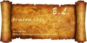 Brachna Lili névjegykártya